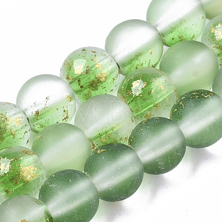 Frosted Spray Painted Glass Beads Strands GLAA-N035-03B-C02-1