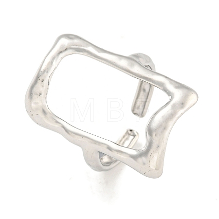 Non-Tarnish 304 Stainless Steel Hollow Rectangle Cuff Ring for Women RJEW-A043-15P-1