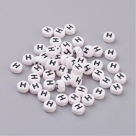 Acrylic Horizontal Hole Letter Beads X-PL37C9070-H-1
