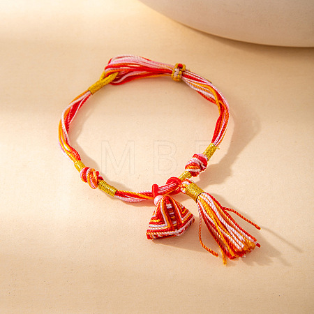 Chinese Style Cotton Cord Woven Zongzi Charm Bracelets for Women WG986C8-02-1