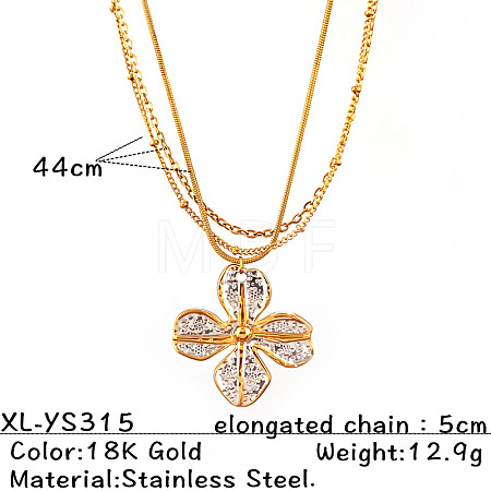 Two Tone 304 Stainless Steel Pendant 3-strand Necklaces Necklaces for Women WG40374-03-1