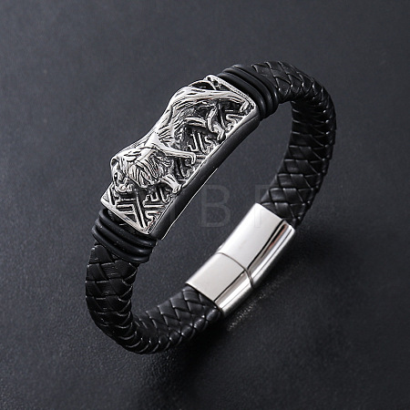 Punk Braided PU Leather Cord Bracelets XO6196-1-1