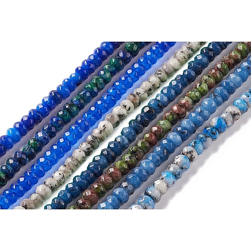 Dyed Natural Sesame Jasper/Kiwi Jasper Rondelle Beads Strands G-E316-A-1