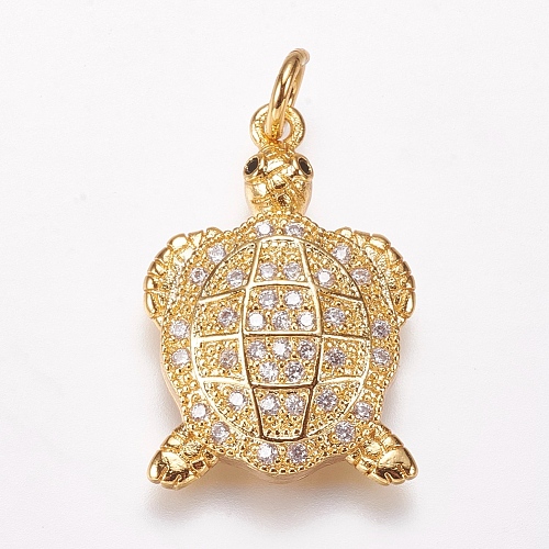 Brass Micro Pave Cubic Zirconia Pendants ZIRC-K074-27-04G-1