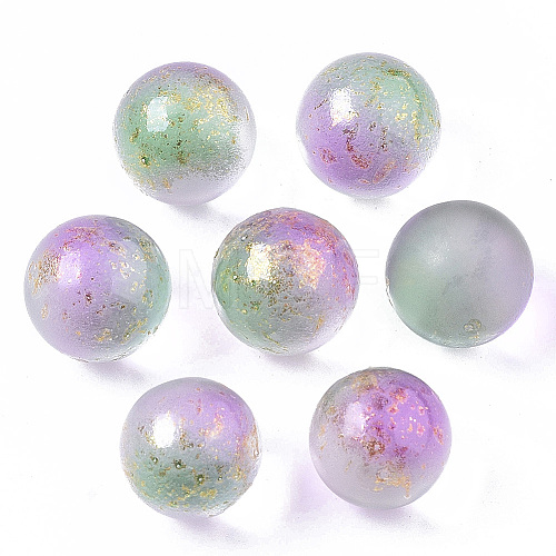Transparent Spray Painted Frosted Glass Beads GLAA-N035-05C-05-1