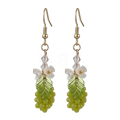 Yellow Green Grape Fruit Resin Dangle Earrings EJEW-JE05646-1