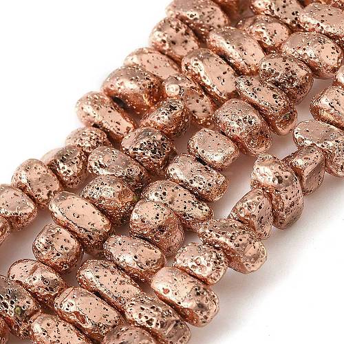 Electroplated Natural Lava Rock Beads Strands G-L606-D02-01E-1