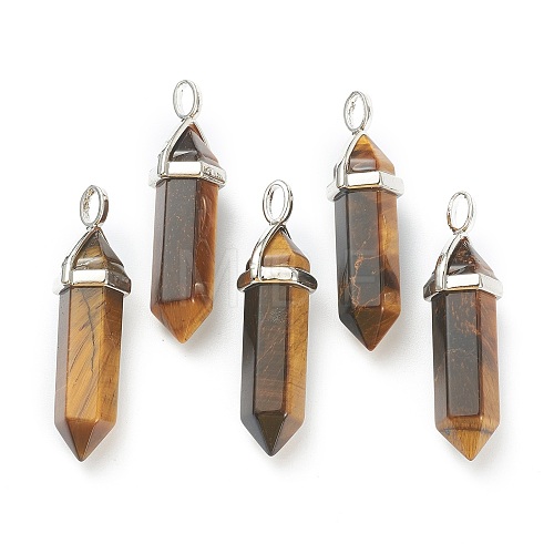 Natural Tiger Eye Pointed Pendants G-M378-01P-A26-1