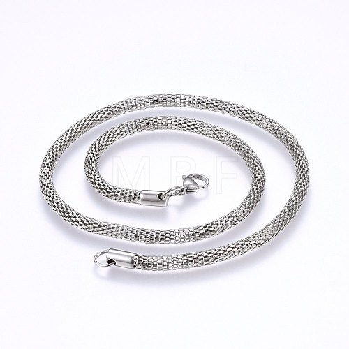304 Stainless Steel Mesh Chain Necklaces NJEW-F227-10P-04-1