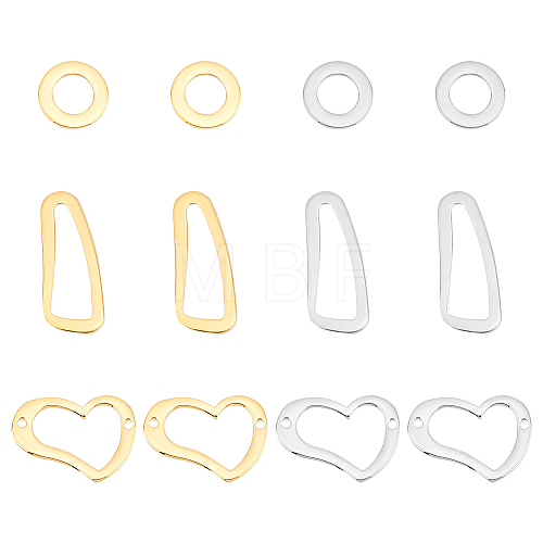Unicraftale 12Pcs 6 Style 304 Stainless Steel Linking Rings STAS-UN0040-39-1