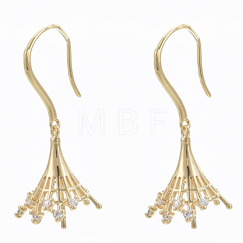 Brass Micro Pave Clear Cubic Zirconia Earring Hooks Findings X-KK-N232-27-NF-1