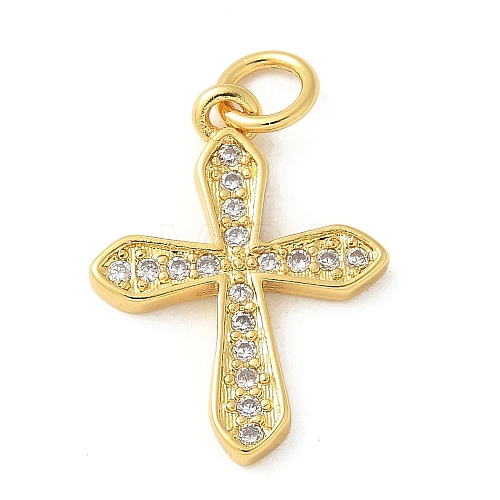 Brass Micro Pave Cubic Zirconia Pendants KK-U053-02G-03-1