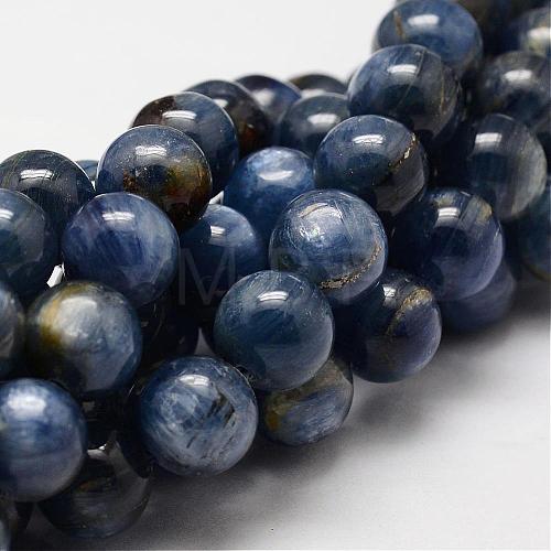 Natural Grade AB Kyanite/Cyanite/Disthene Round Bead Strands G-O143-06-10mm-1