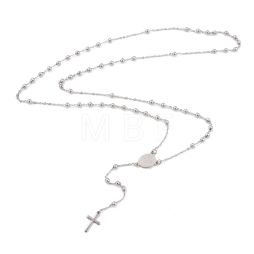 304 Stainless Steel Rosary Bead Necklaces For Religion STAS-B021-02P-1