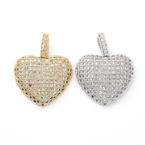 Brass Micro Pave Clear Cubic Zirconia Pendants KK-I658-36-1