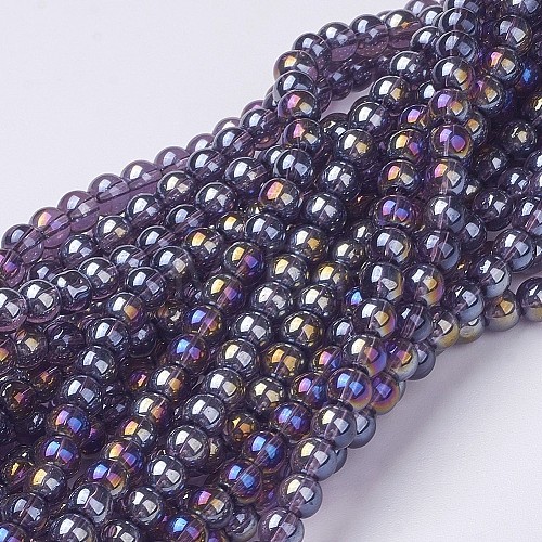 Glass Beads Strands X-GR4mm06Y-AB-1
