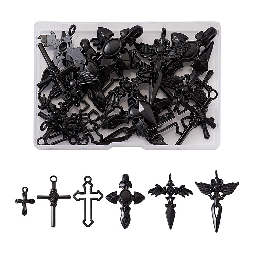 Spritewelry 30Pcs 6 Style Zinc Alloy Pendants FIND-SW0001-20-1