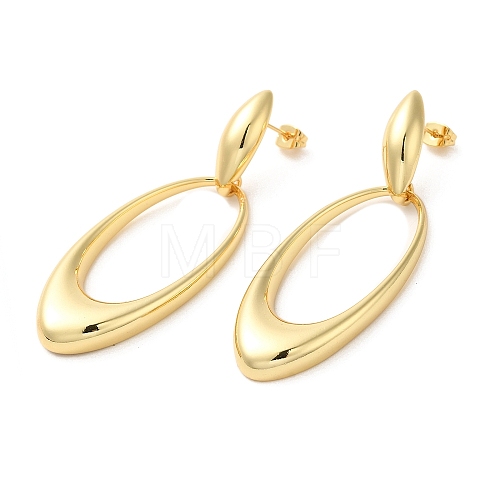 Real 18K Gold Plated Brass Dangle Stud Earrings EJEW-G382-19A-G-1