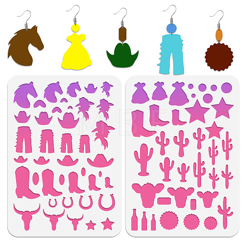 2Pcs 2 Style PET Plastic Earring Handwork Template DIY-WH0571-008-1