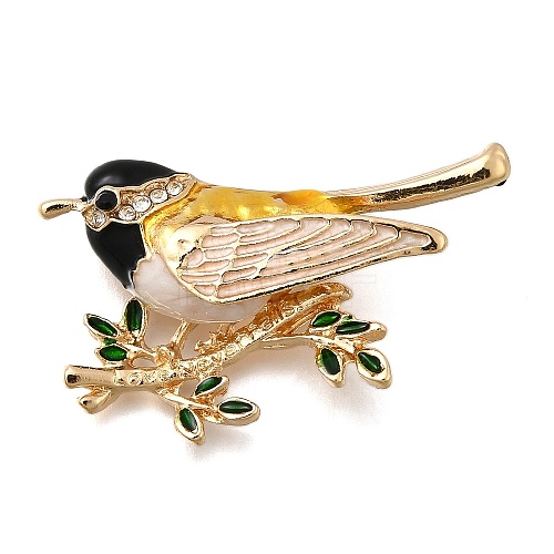 Bird Zinc Alloy Rhinstone Brooches JEWB-V001-04D-1