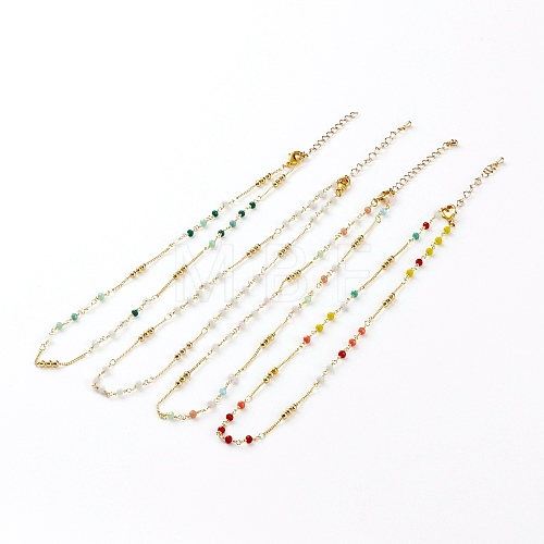 Faceted Glass Beaded Necklaces NJEW-JN03278-1