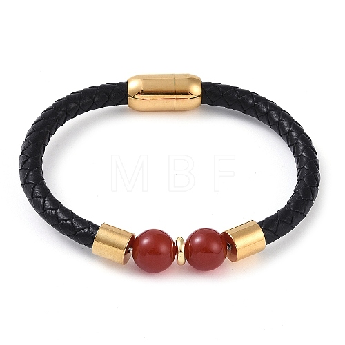 10.5mm Round Natural Carnelian Bead Bracelets BJEW-A009-07G-01-1