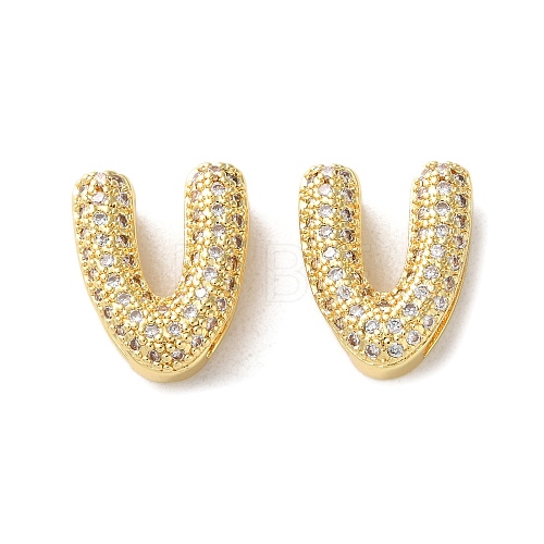 Rack Plating Brass Micro Pave Cubic Zirconia Slide Charms KK-C084-34G-V-1