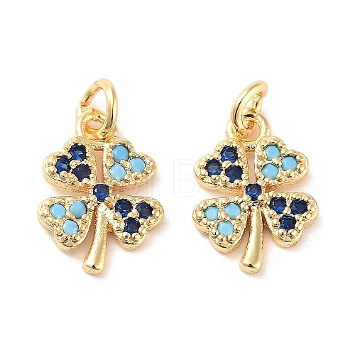 Clover Brass Micro Pave Cubic Zirconia Charms KK-B102-04G-1