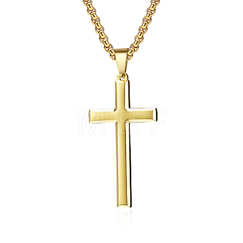 Stainless Steel Cross Pendant Unisex Necklaces TQ5525-1-1