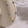 Minimalist Natural Stone Rondelle Beaded with 304 Stainless Steel Link Chain Necklaces JB6802-1-1