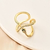 Brass Micro Pave Cubic Zirconia Cuff Rings for Women RJEW-F188-01G-2