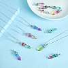 14Pcs 7 Colors Faceted Bullet Glass Pointed Pendants GLAA-FH0001-52-4