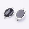 Brass Natural Black Agate Links connectors G-E398-04H-1