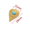 Stainless Steel Pave Dyed Synthetic Turquoise Peach Heart Connector Charms PW-WG0EEB2-04-2