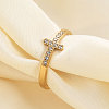 Cross Stainless Steel Micro Pave Clear Cubic Zirconia Finger Rings for Women FS-WG88B59-05-3