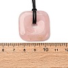 Natural Rose Quartz Square Pendants Black PU Leather Cord Necklaces NJEW-K285-01D-5