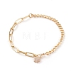 Brass Flower Charm Bracelets BJEW-JB05830-03-1