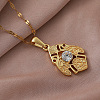 Vintage European 304 Stainless Steel Crystal Rhinestsone Geometric Leaf Pendant Necklaces for Women LI2607-1