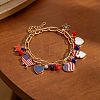Independence Day Alloy Enamel Multi Heart Charm Bracelets for Women WG830B1-01-3
