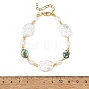 Natural Baroque Keshi Pearl Oval & Paua Shell & Freshwater Pearl Beaded Bracelets BJEW-JB14337-5