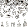 50Pcs 5 Styles Tibetan Style Zinc Alloy Pendants TIBEP-YW0002-36-1
