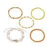 5Pcs 4 Styles Glass Seed Beaded Bracelet Set & 1 Pcs Shell Beads Bracelets BJEW-TA00587-01-4