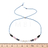 Faceted Round Natural Black Agate & Sodalite & Rose Quartz & Quartz Crystal Braided Bead Bracelets BJEW-F493-09G-02-5