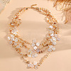 Ocean Natural Shell Chip Beaded Multi Layered Necklaces with Alloy End Chains for Women WGD1A0B-01-2