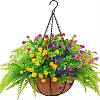 Plastic Artificial Green Plant Eucalyptus Flower Hanging Basket with Chain PW-WG629A0-03-1