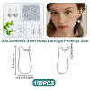 100Pcs 304 Stainless Steel Hoop Earrings Findings STAS-CN0001-48B-2