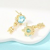 Brass Micro Pave Cubic Zirconia Dangle Stud Earrings EJEW-F405-24G-01-5