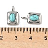 Dyed Synthetic Turquoise Rectangle with Oval Charms STAS-L022-516P-01-3