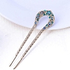 Alloy Rhinestone Vintage Hair Forks PW-WGA1114-03-1