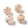 Printed Wood European Beads WOOD-C001-03A-03-3